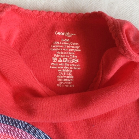 george hot pink rainbow footie jumpsuit 6 months baby girl - Picture 5 of 6
